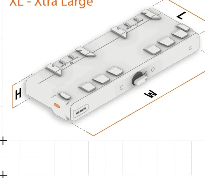 XL · Xtra Large · interno 134 × 380 mm